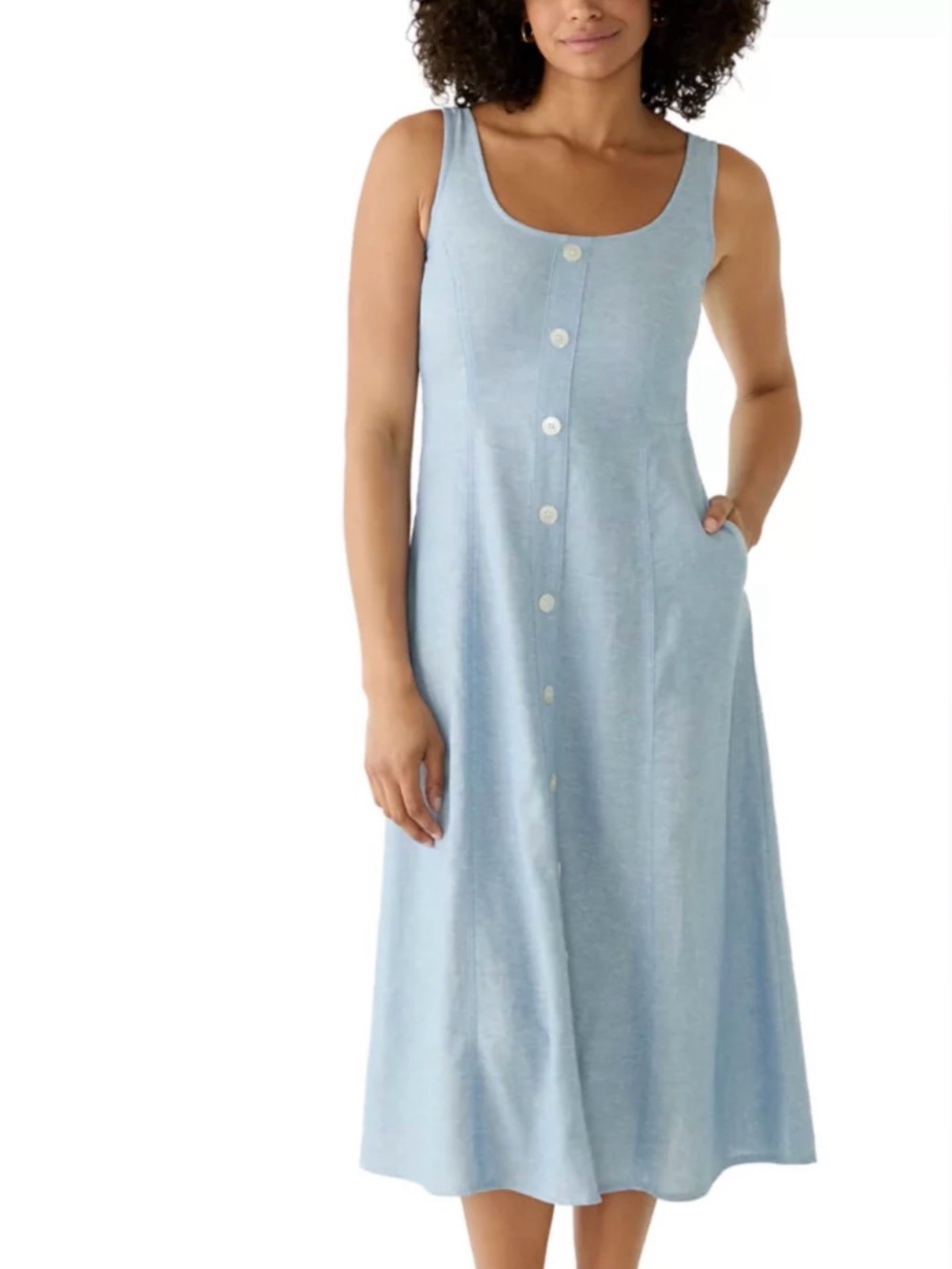 Anne Klein Linen Blend Tank Dress with Button Down Detail Size Petite Small